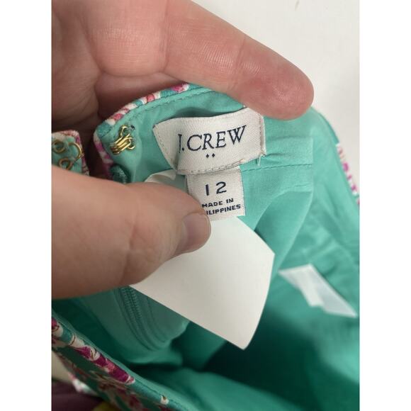 J Crew Pencil Skirt Sz 12 Mint Green Floral Paisley Preppy Tailored NEW Corpcore - Picture 10 of 14